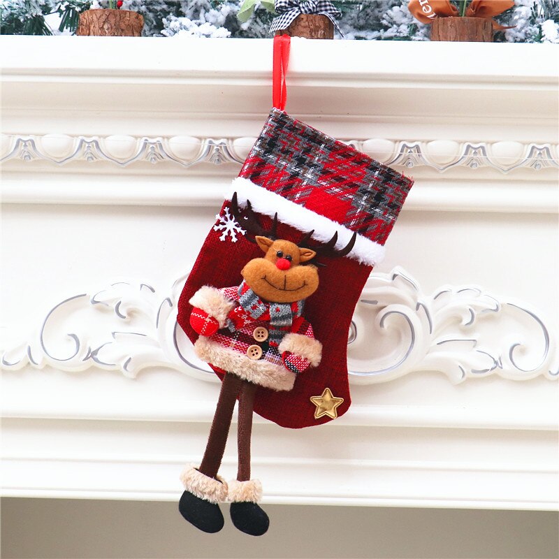 Jaar Kerst Kous Sack Xmas Candy Bag Kerst Decoraties Voor Huis Navidad Sok Kerstboom Decoraties: Elk