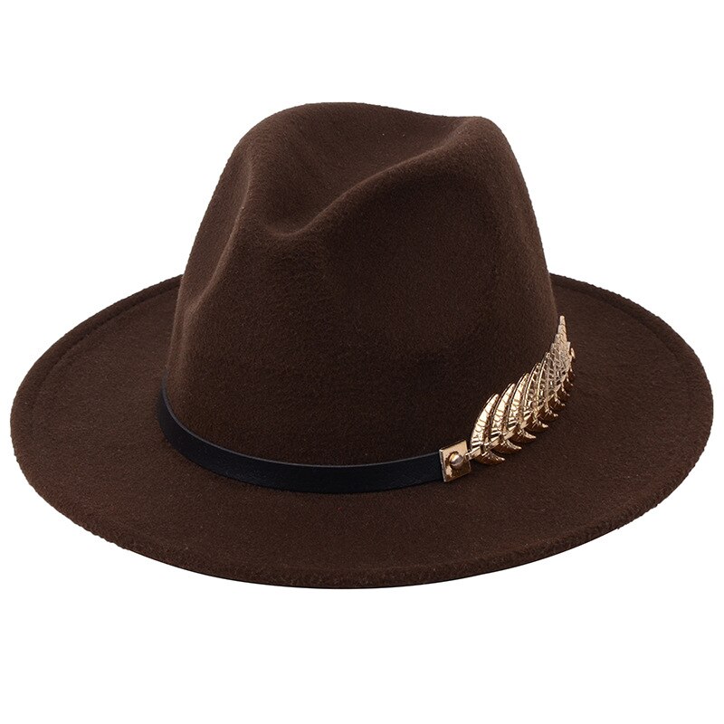 SLECKTON Fedoras Hats for Women Casual Girl Panama Jazz Cap Ladies Woolen Top Hat Men Bowler Hats Unisex Gorras S1078: Dark brown