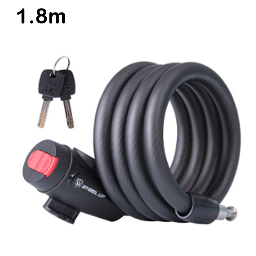 Wheelup bicycle lock anti-theft mountain bike password lock steel cable bike lock bicycle electric car lock riding accessories: Key style 1.8m