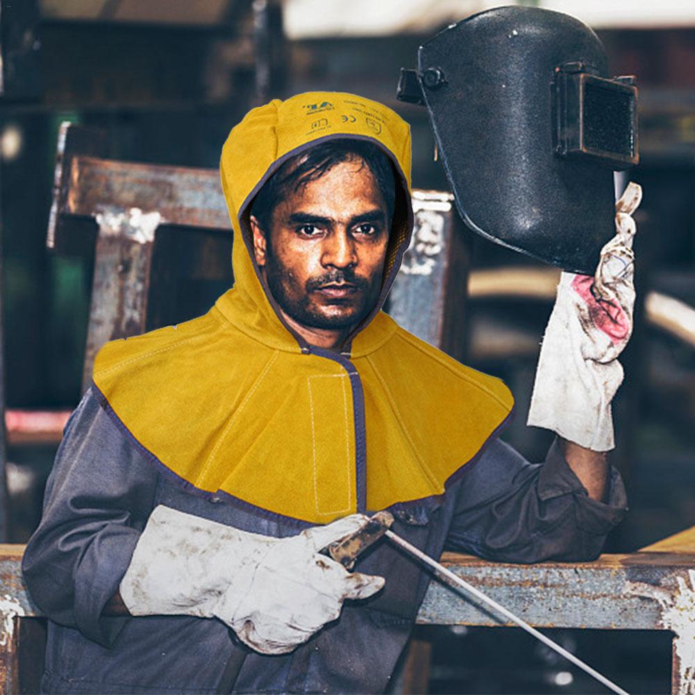 Industrial Protective Welding Cap Head Full Protection Hoods Golden Yellow Full Protective Welding Cap Head And Neck Fire Flower