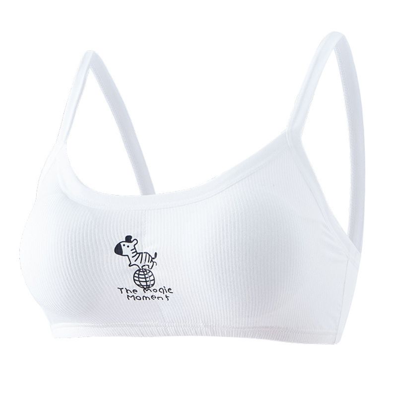 9-18Y Girls Underwear Soft Cotton Bra for Kids Teenager Training Small Vest Underwear Puberty Clothing Wire Free: White