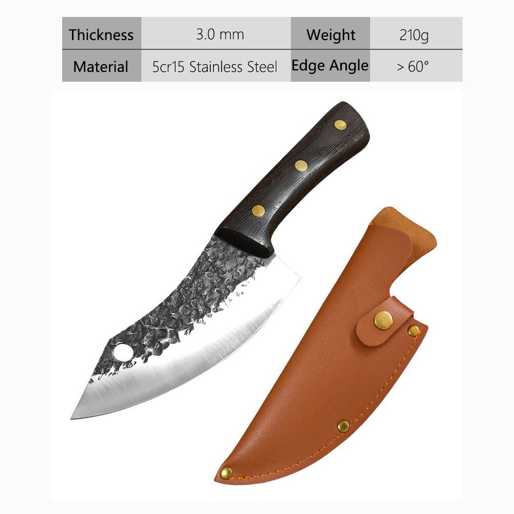 Forging Boning Knife Japanese Full Tang Handle Knife Handmade Steel Kitchen Boning Knives Chef Slicing Utility Santoku Cleaver: G type and PU Sheath