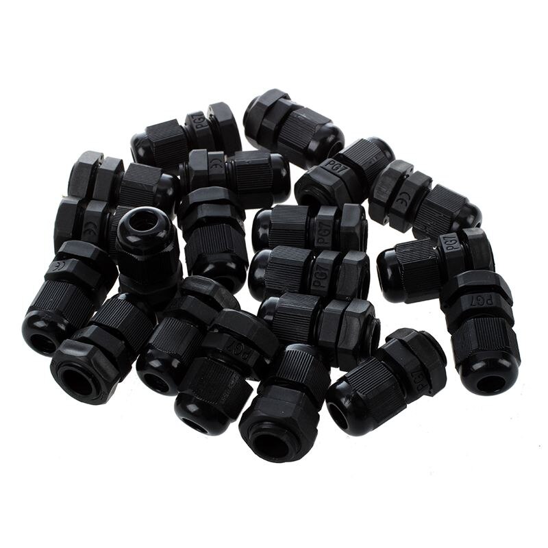 ! 20 stykker sort plastik vandtæt kabelforskruningsstik  pg7
