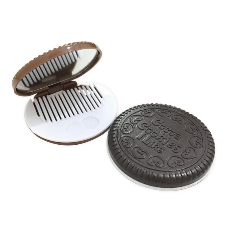 1pc Portable Compact Pocket Cosmetic Mirror Women Makeup Mirror Colourful Cute Sandwich Biscuit Makeup Mirror TSLM1