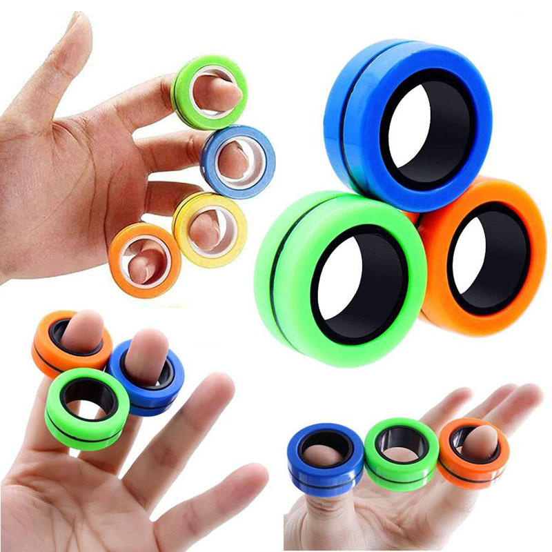 Hauska fidget spinner magneettirengas puristava lelu stressiä estävä figet lelut hotwhells stressiä lievittävä lelut taikarengas dekompressiolelut