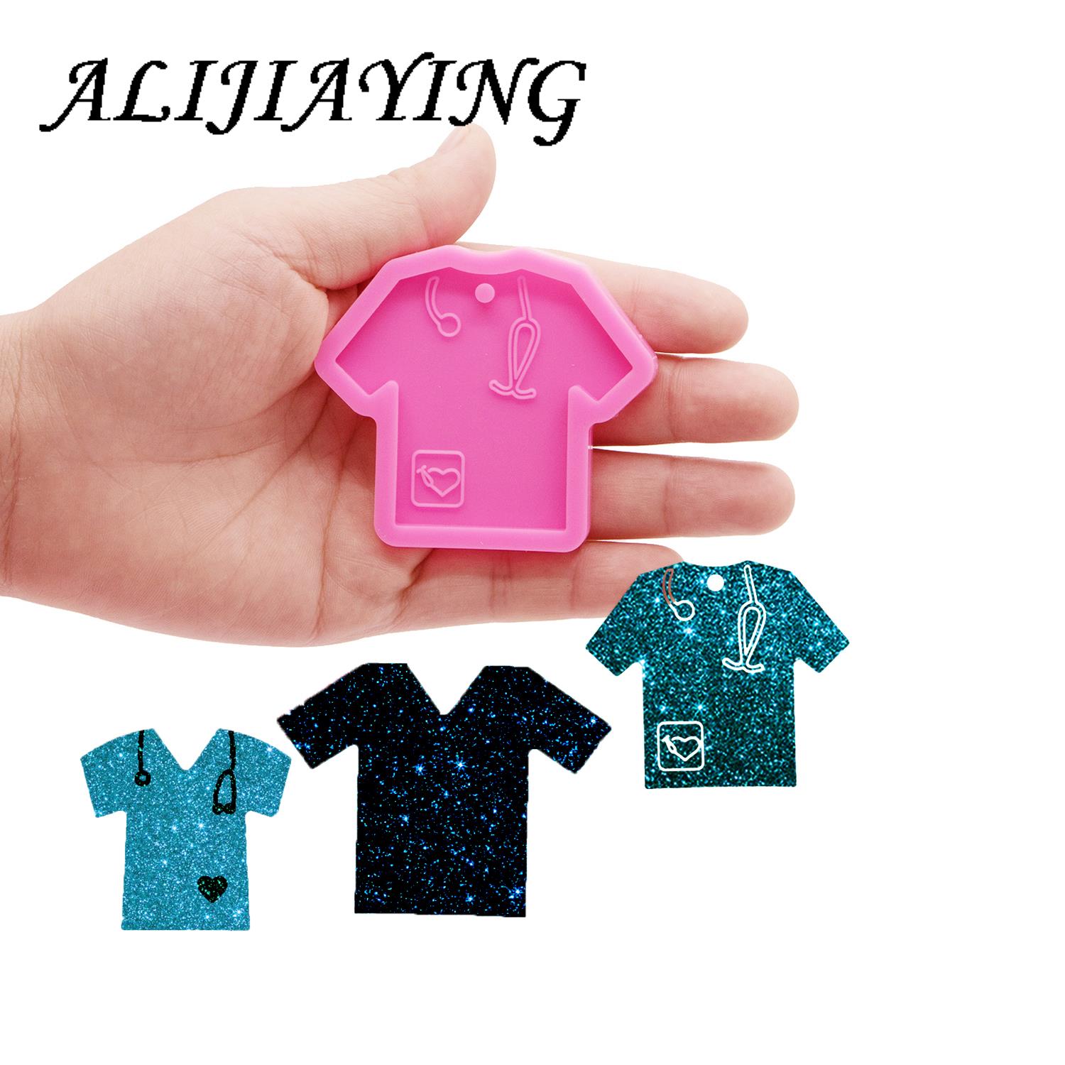 Shine Inside Grippie Nurse Scrub Silicone Mould T-shirt Epoxy Craft Molds Clay Resin DIY for Badge Reel DY0332