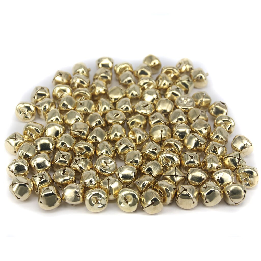 Pack  of 100 15mm järnkulor jingle bells för smycken gör diy dekoration guld