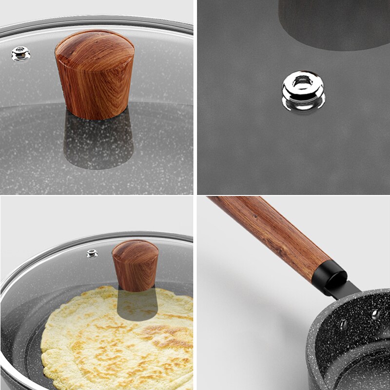 Antiaanbak chinese pot wok maifan stenen koekenpan met deksel huishoudelijke keuken kookgerei zonder olie rook ongecoat