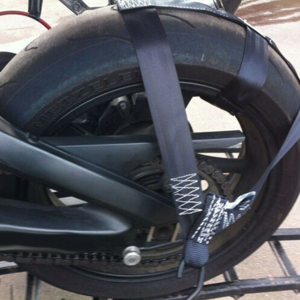 Universal preto moto transporte tie-down poliéster motocicleta roda traseira fixação fixação cinto cinta