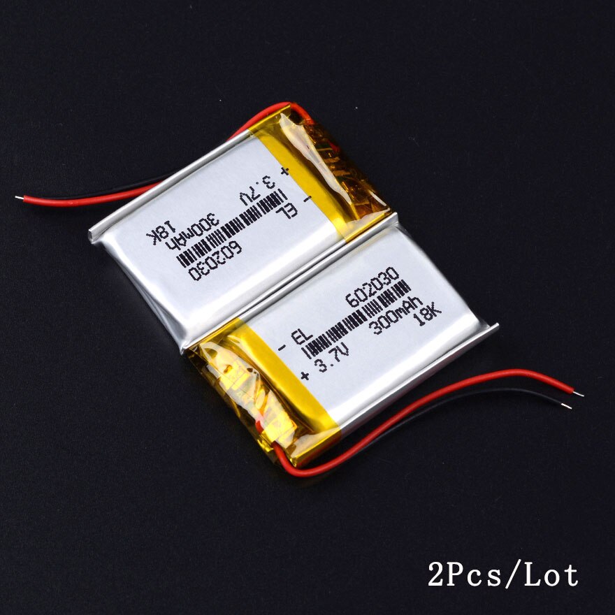 CE ROHS 300mAh 602030 3.7V lithium polymer battery bloody r8 mouse dvr advocam-fd8 profi red: 2PCS