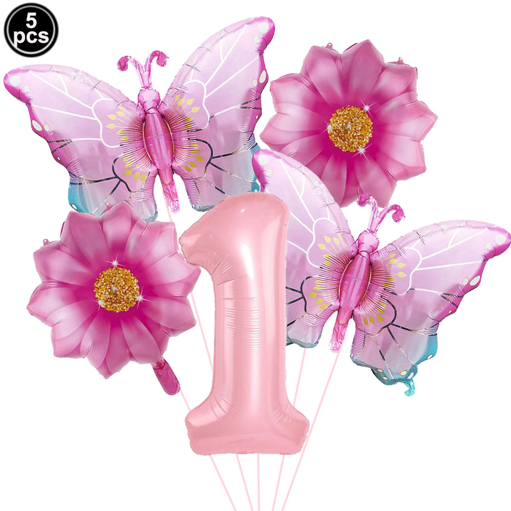 5 uds. Globos coloridos de papel de aluminio con forma de mariposa, globos con temática de mariposa, decoraciones para de cumpleaños, boda, Baby Shower