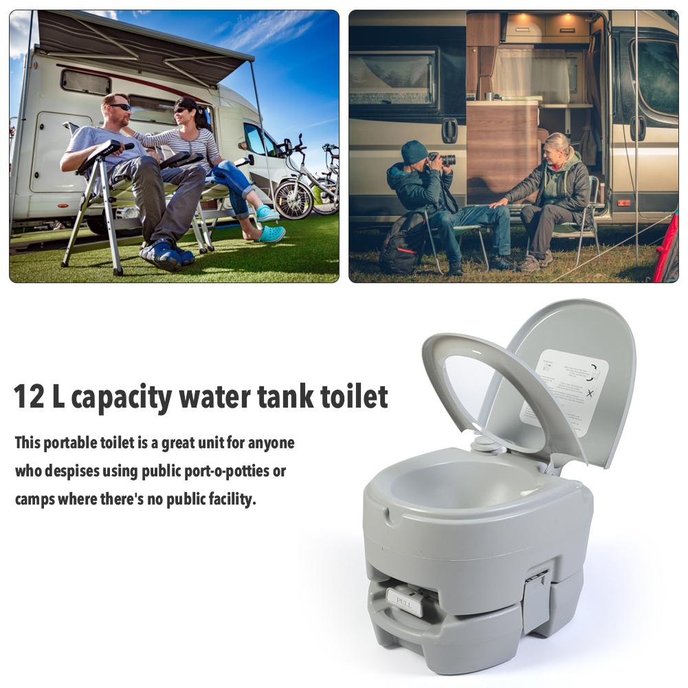 Portable Flush Toilet Commode Potty For RV Boat Outdoor Travel Camping Boating Roadtripping With 3.2 Gallon /12L Holding Tank