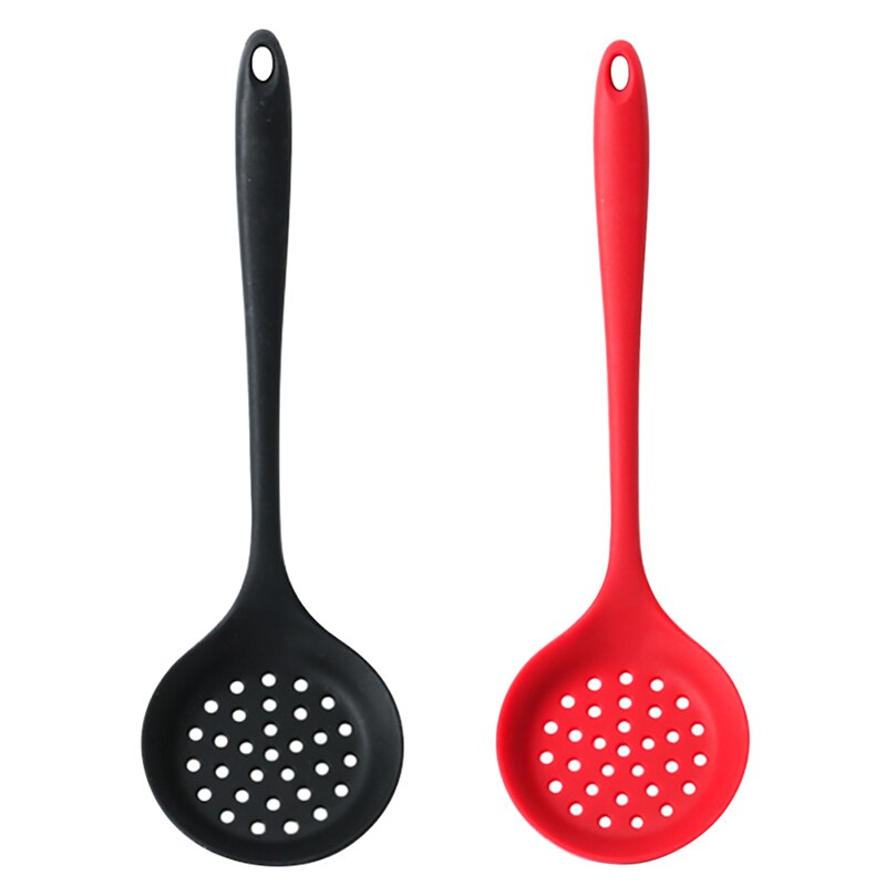 Colheres de sopa de silicone alça longa colher de sopa escamadeira escamadeira espátula de silicone com fenda colher skimmer coador concha