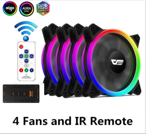 Aigo DR12 PRO Computer PC Case Fan RGB Adjust LED Fan Speed 120mm Quiet Remote AURA SYNC Computer Cooler Cooling RGB Case Fans: 4fans and IR Remote