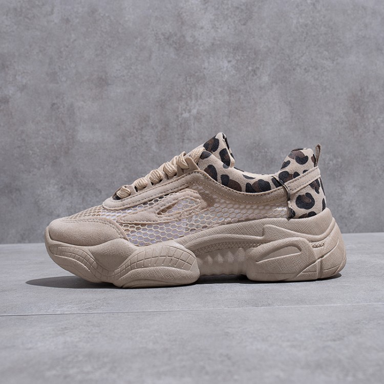 Vrouwen Schoenen Luipaard Holle Mesh Ademende Chunky Platform Sneakers Voor Vrouwen Vulcaniseer Schoenen Zomer Lederen Casual Schoenen