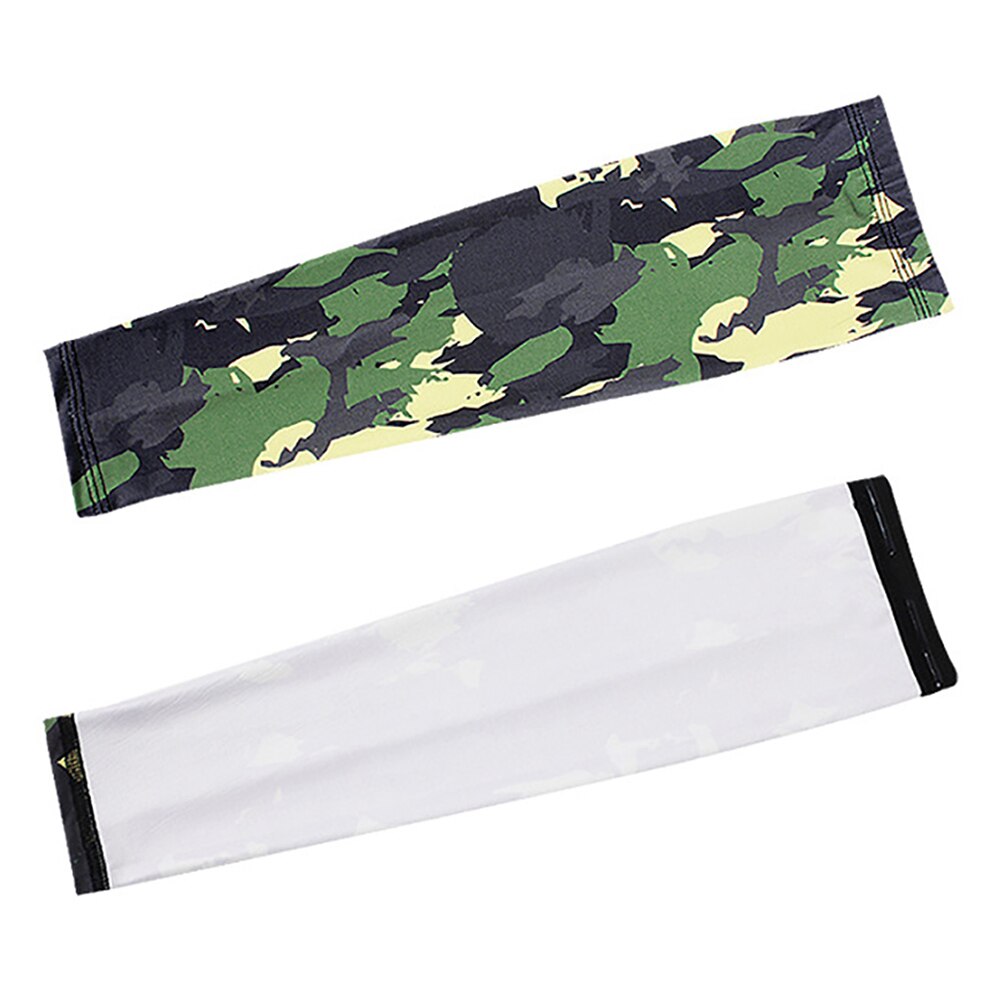 2 Pairs Zomer Arm Mouwen Camouflage Patroon Arm Warmers Mouwen Elastische Uv Zon Bescherming Lange Vingerloze Handschoenen Arm Mouwen