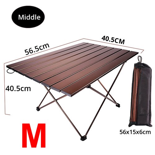 Aluminum Alloy Outdoor Folding Table Aluminum alloy Tabletop Lightweight Portable Multifunctional Table Brown: 01