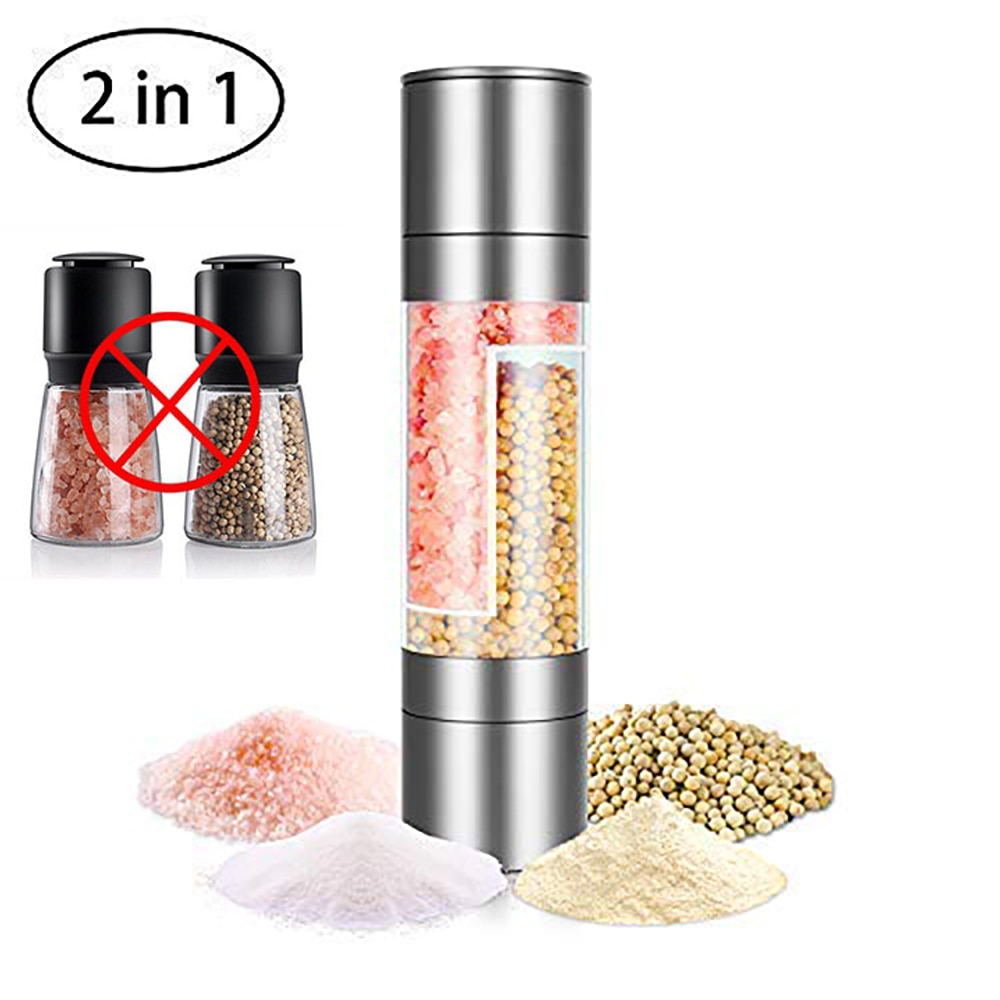 2 in 1 Spice mill zout pepermolen verstelbare keramische kern grinder zout shaker peper shaker rvs