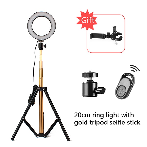 Anneau lumineux led 8 pouces pour xiaomi huawei, 5600k lampes à intensité variable, pour studio photo, téléphone, vidéo, avec 150cm trépieds et perches à selfie
