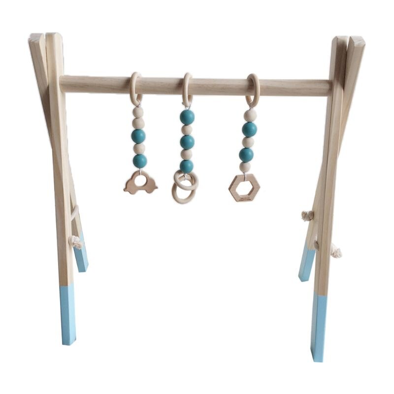 Nordic Stijl Baby Gym Speel Frame Houten Baby Nursery Zintuiglijke Ring-Pull Speelgoed L9CD: Blauw