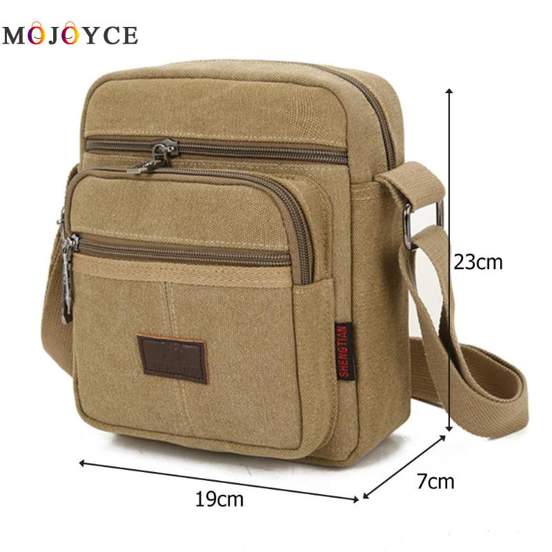 Canvas Crossbody Shoulder Bag Men Zipper Casual Travel Office Vintage Male Messenger Bag Bolsa Masculina