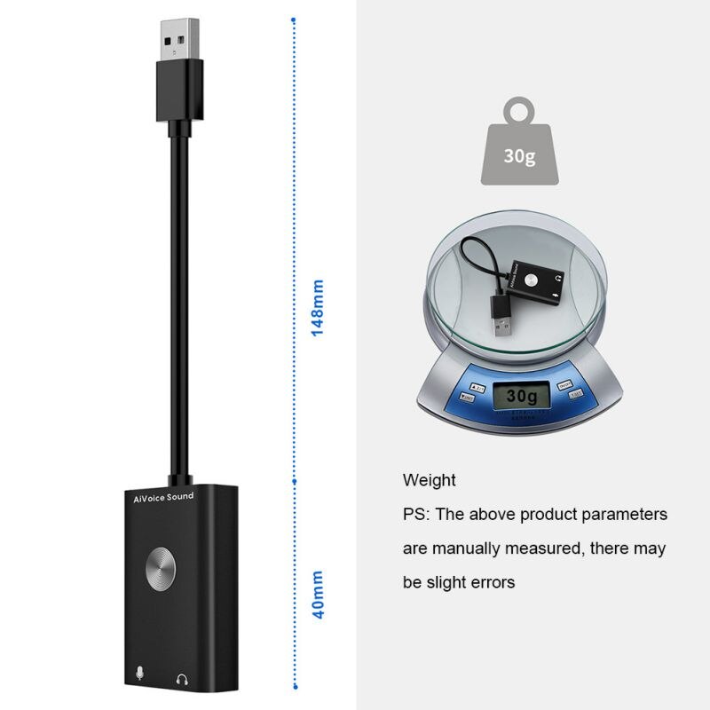 3-in-1 3.5mm USB Converter Sound Card Adapter Translator AI Smart Voice To Text Translator Search Support 24 Languages