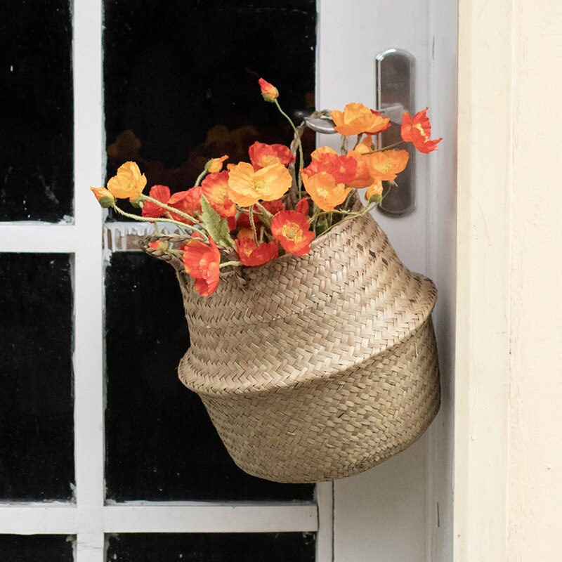 Boho Decor Plant Seagrass Wicker Storage Basket for Toys Home Decoration Laundry Basket Organizador Cocina Bamboo Panier Osier