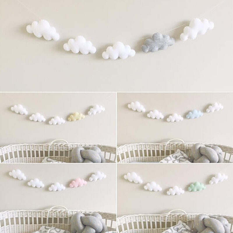 Guirnalda de nube de fieltro INS para colgar en la pared, adornos nórdicos para cama de bebé, decoración para habitación de niños, foto de decoración, utilería para