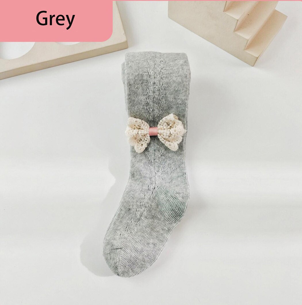 Zoete Kant Strik Side Priness Meisjes Panty Lente Elegante Mesh Panty Voor Meisje Kous Katoen Ademend Kids Broek: Grey / 12-24 Months