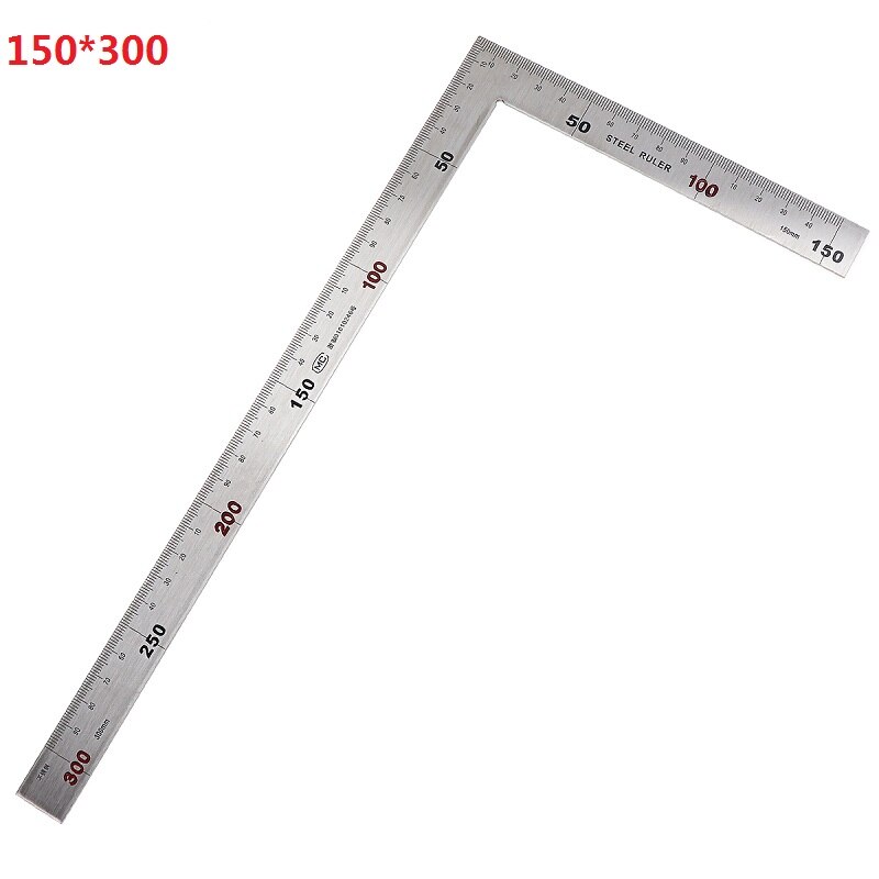 Regla de ángulo recto de 90 grados de acero inoxidable, 250x500mm, más gruesa, 1,2mm, herramientas de medición para carpintería/Oficina: 150X300