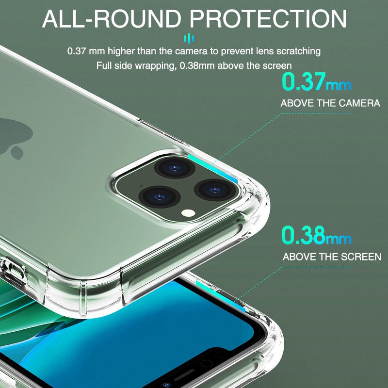 Fundas de teléfono de silicona de lujo a prueba de golpes para iPhone 11 Pro X XR XS MAX 6 7 8 Plus 11 funda transparente protección trasera