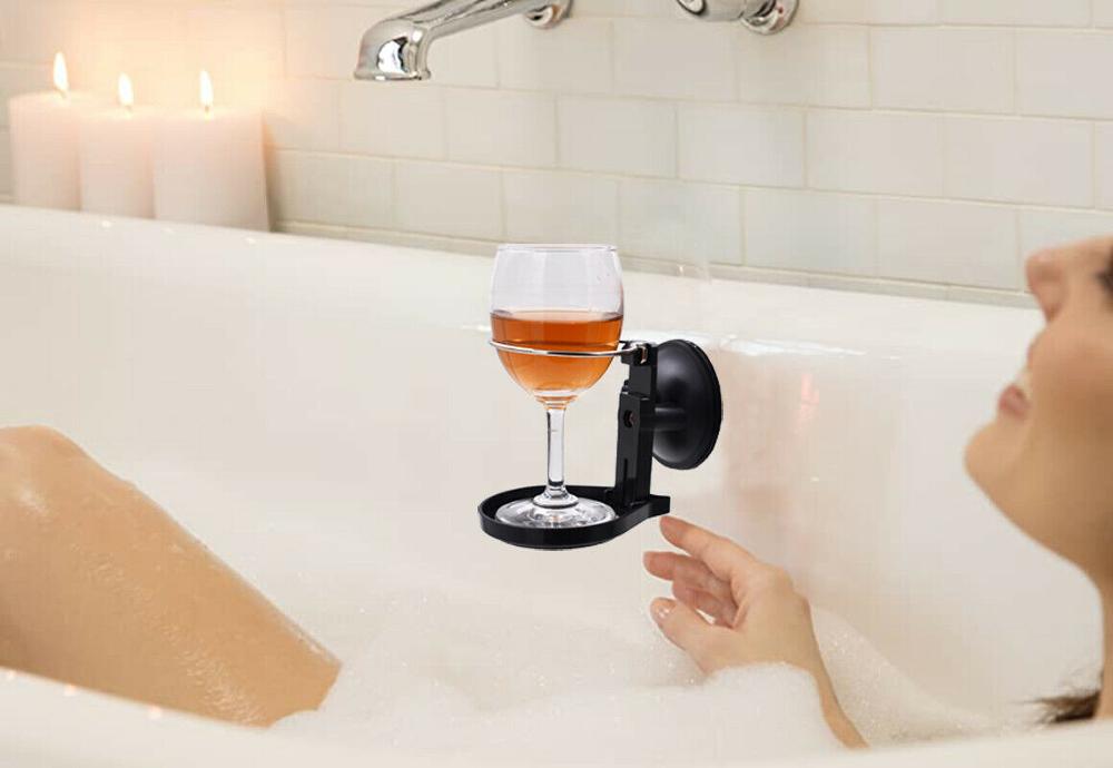 Porte-verre à vin avec ventouse Portable, pour le bain et la douche, porte-verre à vin rouge