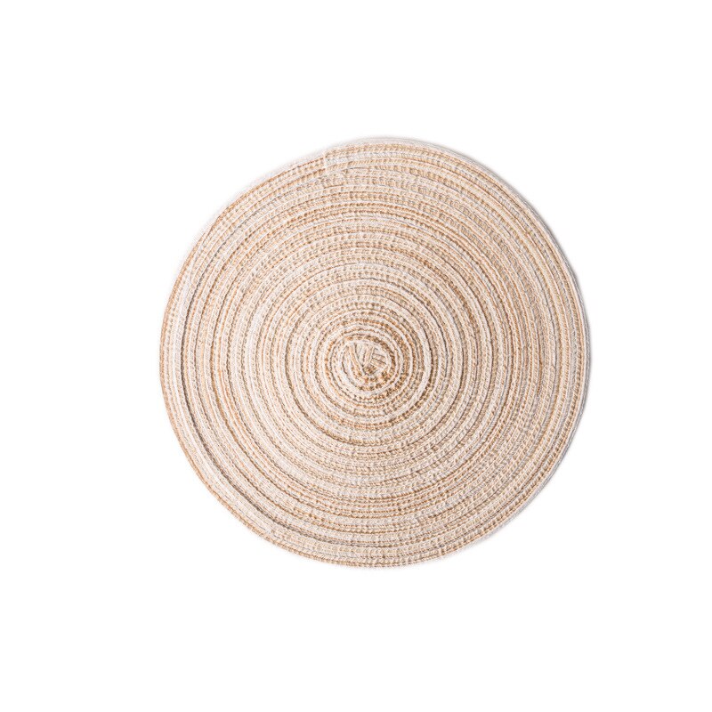 Onderlegger ronde tafel ramie isolatiemat effen placemats linnen antislip tafelmat keukenaccessoires decoratie onderzetter: Beige 18cm
