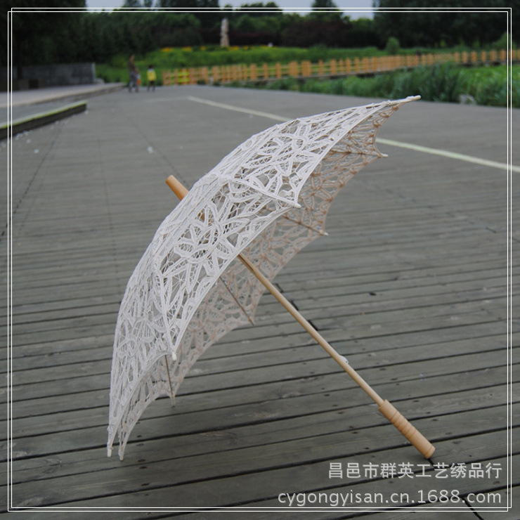 Mode Kant Parasol Parasol Borduurwerk Bruid Paraplu Wit Ivoor Wedding Paraplu Ombrelle Dentelle Parapluie Mariage