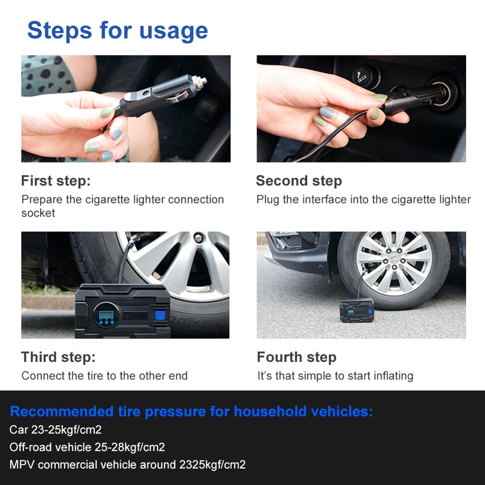 Portable Car Air Compressor 19/22 Cylinders 12V Digital Tire Tyre Inflator Pump Digital Pressure Gauge 150Psi Car Air Inflator