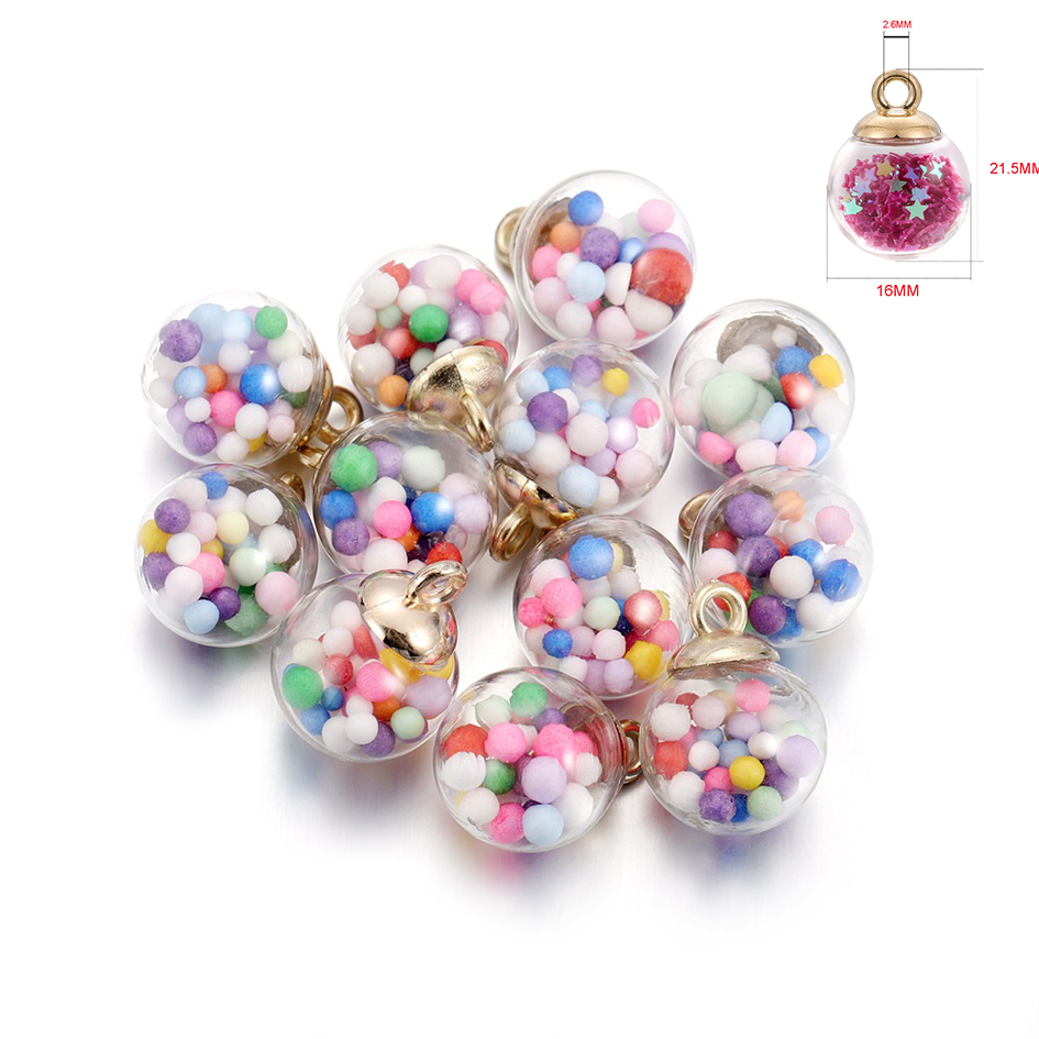 Lote de 10 unidades de adornos de perla de resina en miniatura para té de la leche, colgantes Boba, abalorios de botella para Llavero artesanal, joyería, accesorios para manualidades: Multicolor ball
