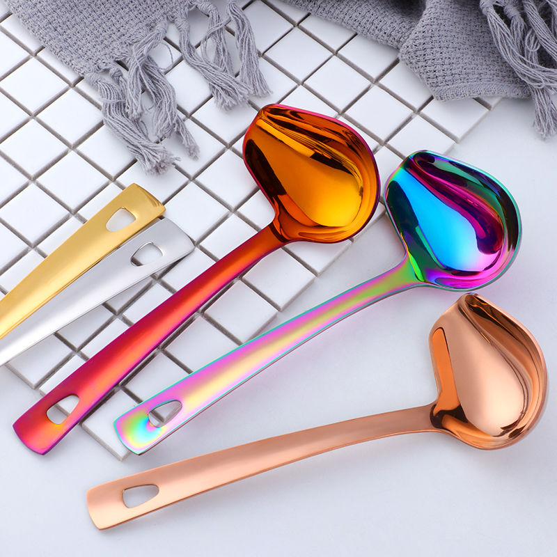 1 Piece of 304 Stainless Steel Long-handled Soup Ladle with Slotted Soup Duckbill-shaped Kitchen Utensils big spoon