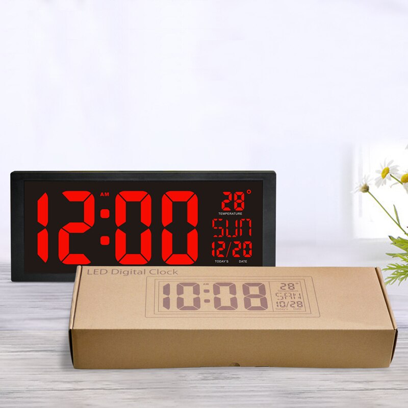 Electronic LED Wall Clock Large Screen Clocks With Calendar Thermometer Week Electronic Digital Wall Desk Clock for Home Decor