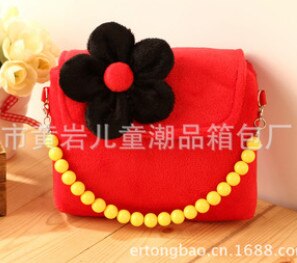 Kids Girls Princess Velvet Flower Messenger Crossbody Bag Lovely Party Handbag Wallet Cute Purse Shoulder Bags: Red