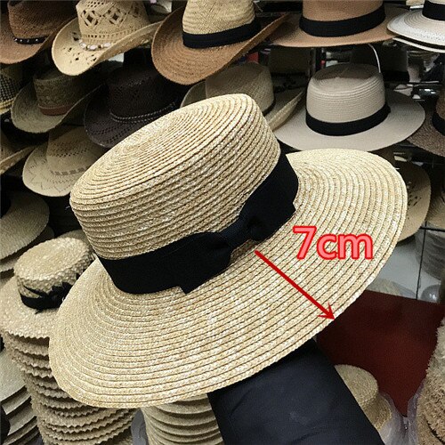 01904- axiclassic ren färg handgjord strålady strand fedorascap män kvinnor utomhus panama jazz hatt: Bowknot design 7cm