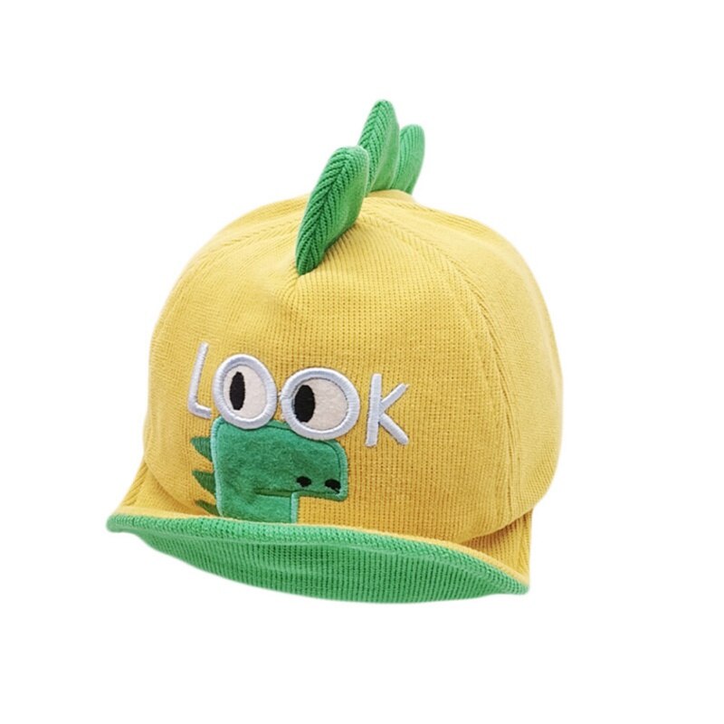 Children Kids Autumn Cute Hat Baby Girl Boy Cute Soft Baseball Cap Breathable Letter Cartoon Visors Hats: Yellow