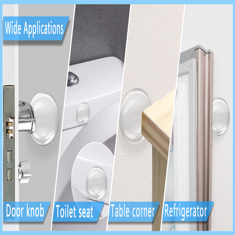 6pcs Self-adhesive Transparent Soft Silicone Wall Protector Round Doors Stop Muffler Non-slip Door Handle Bumper Protective Plug