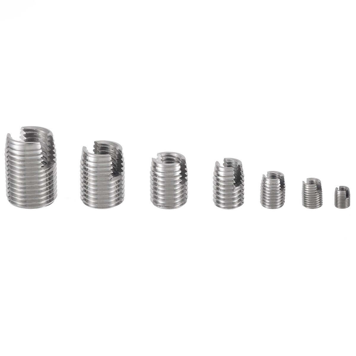 50 stks/set Draad Reparatie Insert Kit Rvs M3/M4/M5/M6/M8/M10/ m12 Zilveren Zelftappende Sleuven