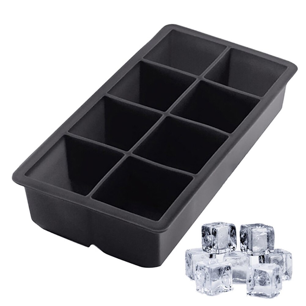 Schwarz 8 Große Gitter Lebensmittel Klasse groß Würfel Jumbo Große Riesen Große Silikon DIY Eis Würfel Platz Tablett-bilden-bilden küche Zubehör