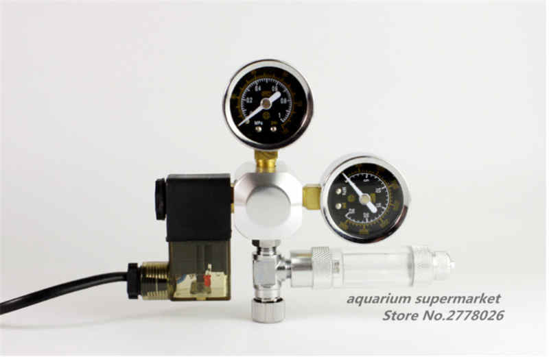 Aquarium CO2 Regulator Stainless Steel Solenoid Valve Bubble Counter CO2 Control Decompression Table Water Fish Tank Tool