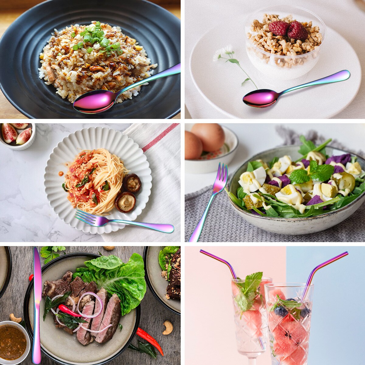 Restaurant rustfrit stål 5 stk/sæt bestik kniv ske gaffel bestik bordservice metal spisestel hosting serveringssæt