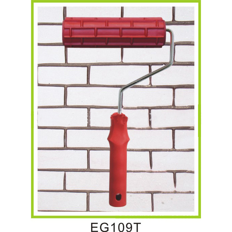 7-Zoll-3D-Rändel-Prägewalze für Zuhause, konkav, konvexe Textur, Wanddekoration, arbeitssparendes Bauwerkzeug, Gummi mit Griff: Pflaume