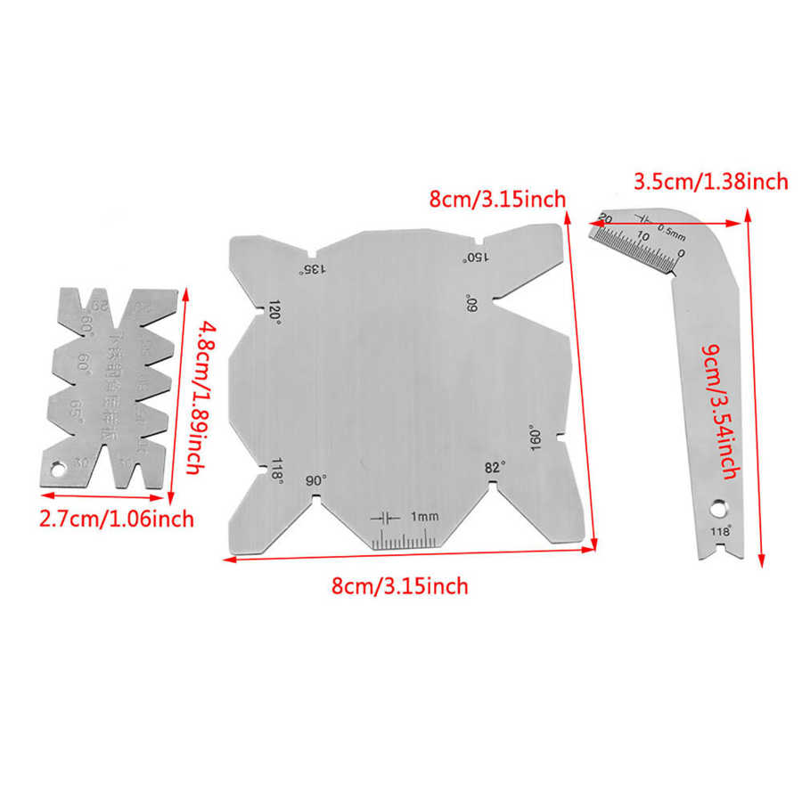 Drill bits angle gauge 3pcs set Dirll sharpener tools S/S inspection Angle Gauge