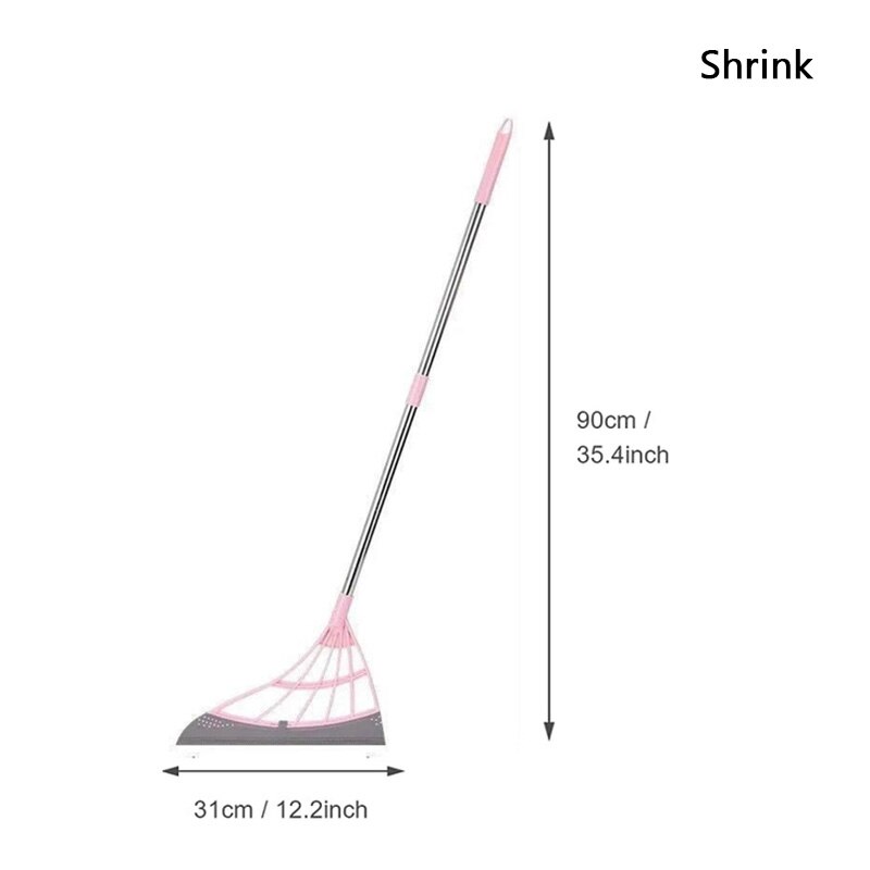 Escoba de goma para barrer, escoba mágica para pelo de mascotas, escobilla de limpieza de suelo para limpieza de suelo escobilla de goma para suelo: Pink Telescopic