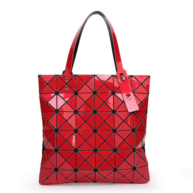 Lisse Luxus Handtasche Weibliche Gefaltet Damen Geometrische Plaid Tasche Lässig Tote Frauen Handtasche Mochila Schulter Tasche Bao: Red